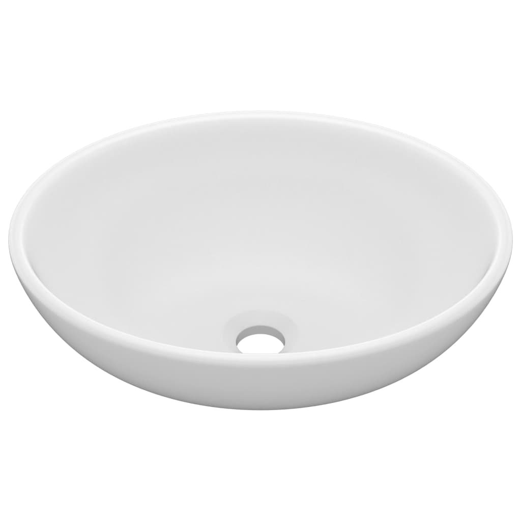 Vidaxl lavabo ovale 40x33 cm Mat de céramique blanc