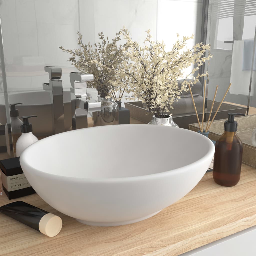 Vidaxl Washbasin Oval 40x33 cm keramisk matte hvit