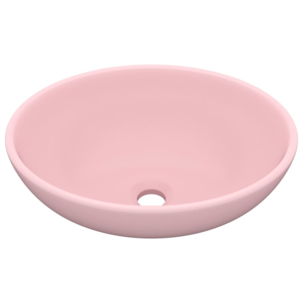 VidaXL Washbasin Oval 40x33 cm Ceramic sole pink