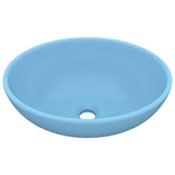 VIDAXL WASHBAIN OVAL 40x33 cm Keramik Matt Hellblau