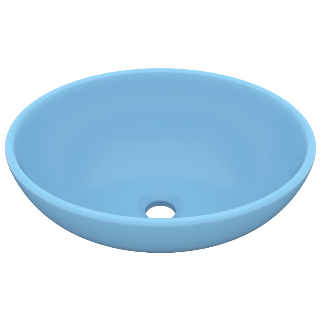 VIDAXL WASHBAIN OVAL 40x33 cm Keramik Matt Hellblau