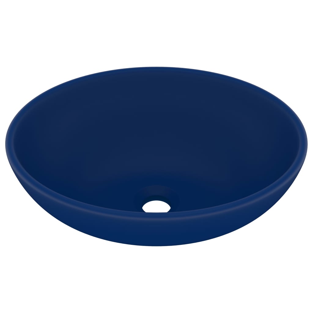 Vidaxl Washbasin Oval 40x33 cm keramisk matt mørkeblå