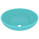 VIDAXL WASHBAIN OVAL 40x33 cm Keramik Matt Hellgrün