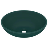 VIDAXL WASHBAIN OVAL 40x33 cm Keramik Matt Dunkelgrün