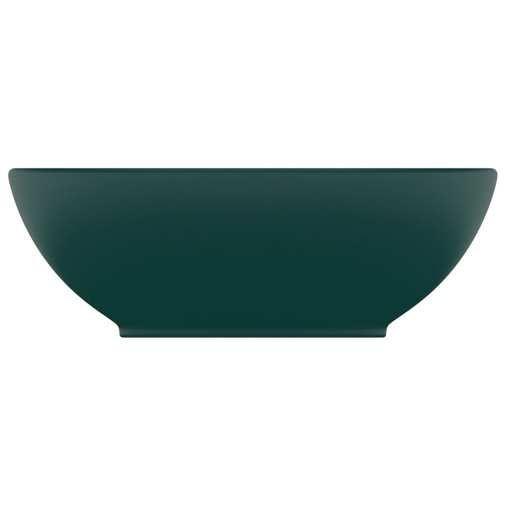 Vidaxl Washbasin oval 40x33 cm keramika matt temno zelena