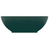 VIDAXL WASHBAIN OVAL 40x33 cm Keramik Matt Dunkelgrün