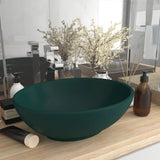 Vidaxl lavabo ovale 40x33 cm en céramique Matt vert foncé