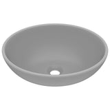 VIDAXL WASHBAIN OVAL 40x33 cm Keramik Matt Hellgrau