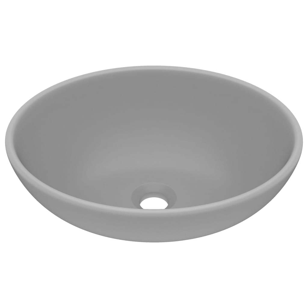 Vidaxl Washbasin Oval 40x33 cm keramic Matt Light Grey