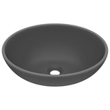 VidaXL Washbasin Oval 40x33 cm Ceramic Mat Dark gray