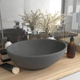 Vidaxl WashBasin oval 40x33 cm keramična mat temno siva