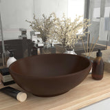 VIDAXL WASHBAIN OVAL 40x33 cm Keramik Matt Dunkelbraun