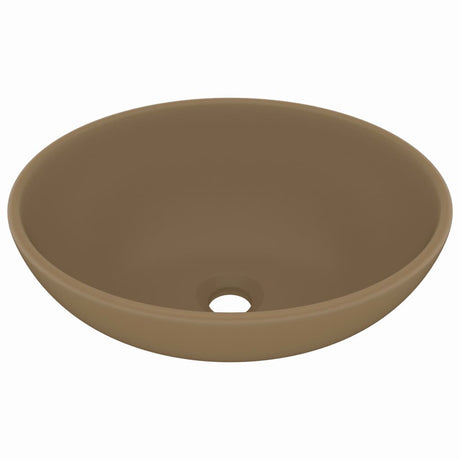 VIDAXL WASHBAIN OVAL 40x33 cm Keramikmattencreme