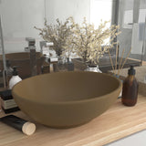 Vidaxl Washbasin Oval 40x33 cm keramična mat krema