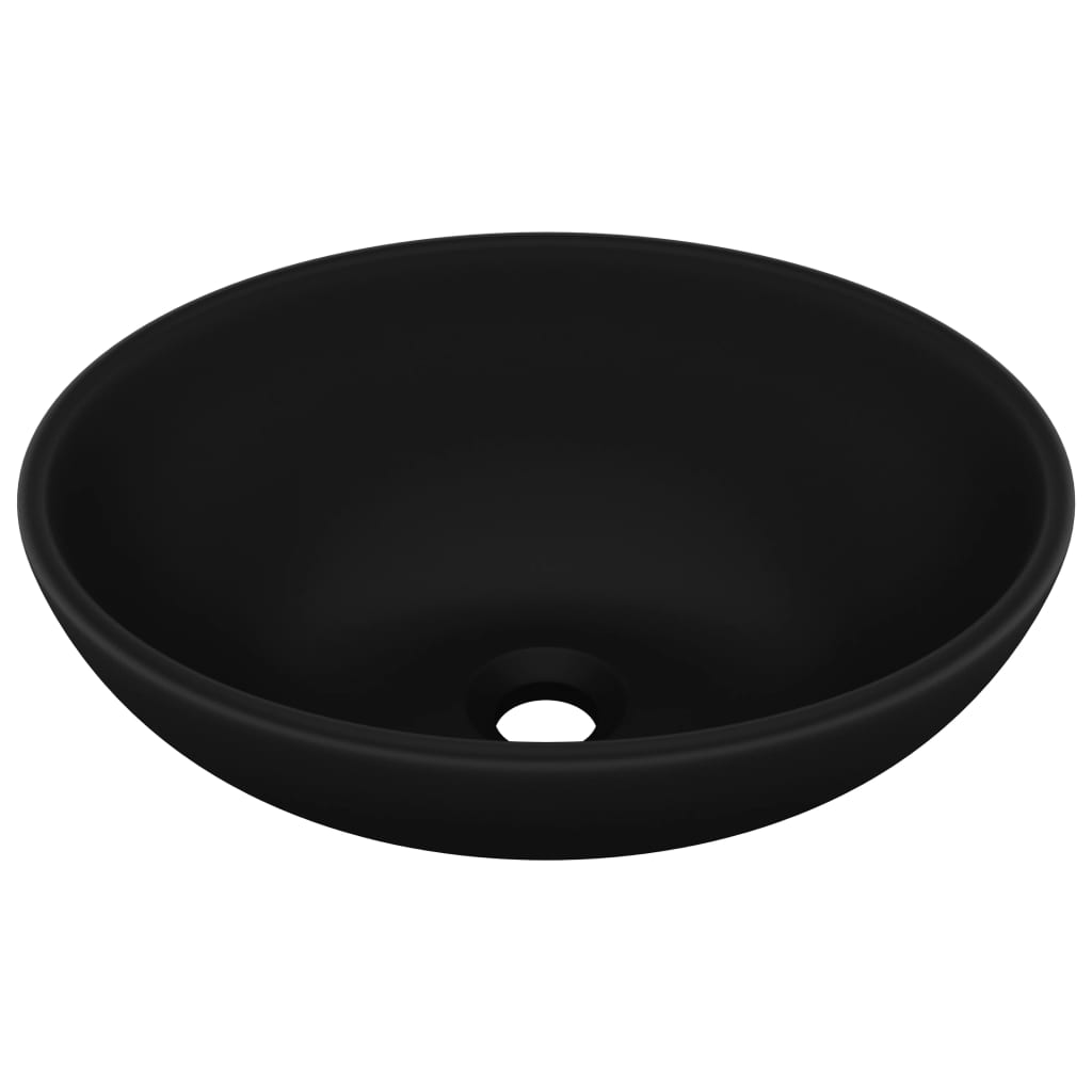 Vidaxl Washbasin oval 40x33 cm keramična mat črna