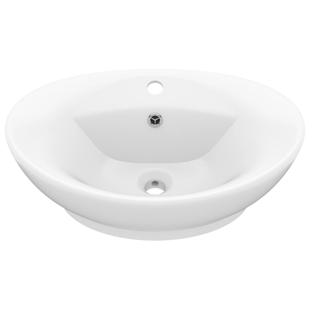 Vidaxl Washbasin con terreno ovale 58.5x39 cm tappetino in ceramica