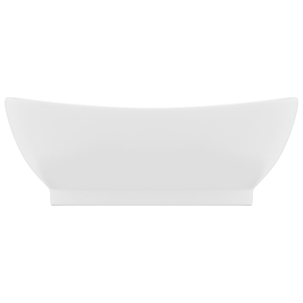 VidaXL Washbasin with landing oval 58.5x39 cm Ceramic Mat white