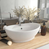 Vidaxl Washbasin med landing Oval 58,5x39 cm keramisk matte hvit