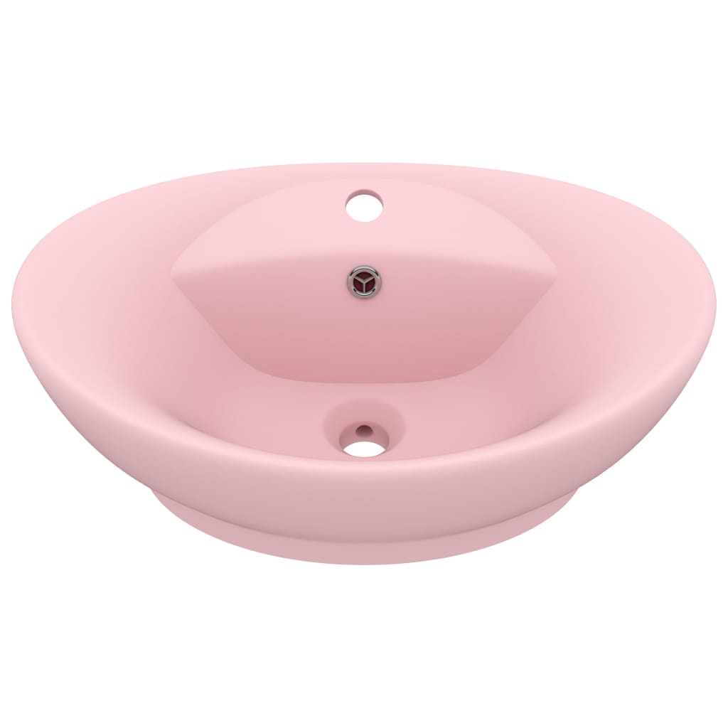 VidaXL Washbasin with landing oval 58.5x39 cm Ceramic Satpoze