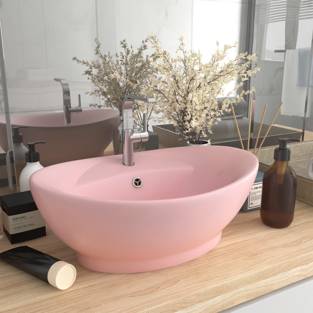 Vidaxl Washbasin con atterraggio ovale 58.5x39 cm Satpoze in ceramica