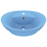 Vidaxl -Waschbecken mit Landung oval 58,5 x 39 cm Keramik Matt Hellblau
