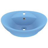 Vidaxl Washbasin z pristaniščem oval 58,5x39 cm keramika matt svetlo modra