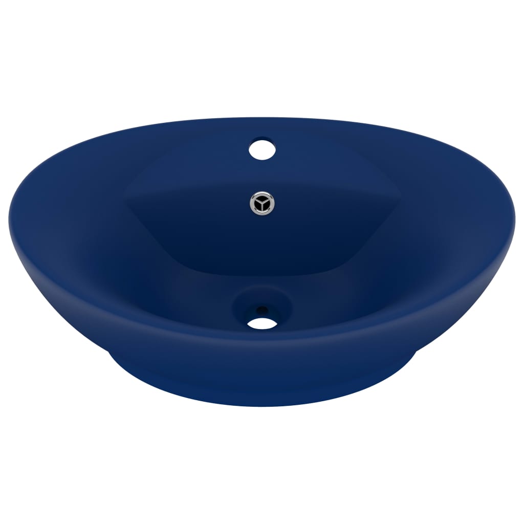 Vidaxl Wash -basin med landande oval 58,5x39 cm keramisk matt mörkblå