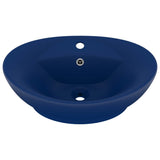 Vidaxl Washbasin z pristaniščem oval 58,5x39 cm keramika matt temno modra