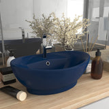 Vidaxl Washbasin con atterraggio ovale 58.5x39 cm ceramico Matt scuro blu scuro