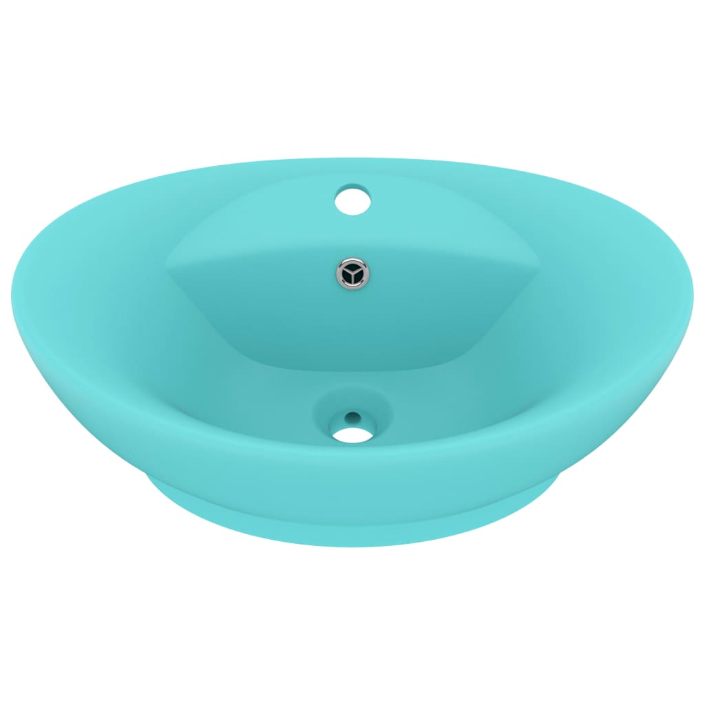 Vidaxl Washbasin mat Landung oval 58.5x39 cm Keramik Matte Liicht gréng