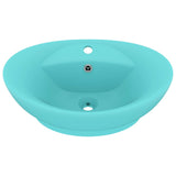 Vidaxl Washbasin mat Landung oval 58.5x39 cm Keramik Matte Liicht gréng