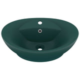 VidaXL Washbasin with landing oval 58.5x39 cm ceramic matt dark green