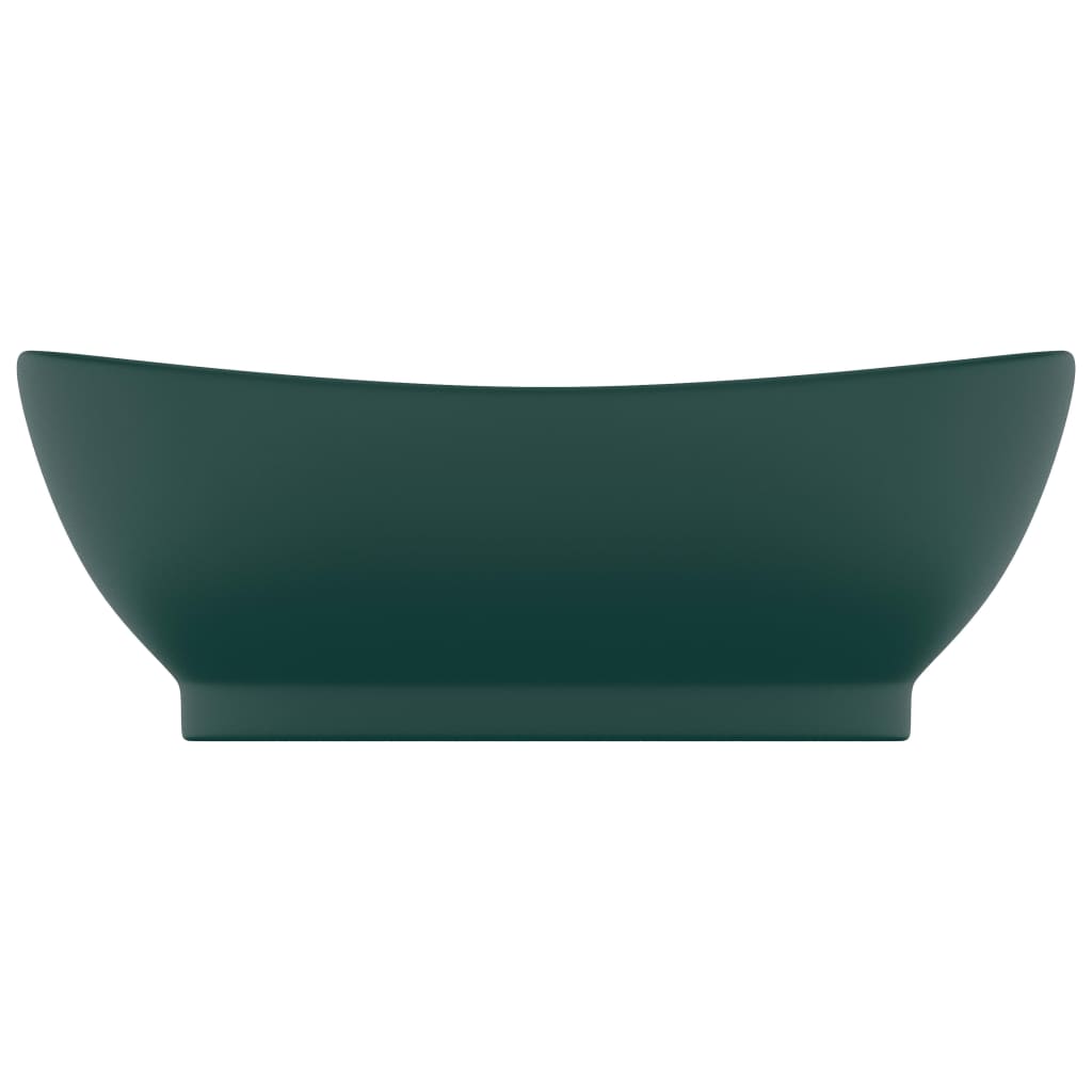 VidaXL Washbasin with landing oval 58.5x39 cm ceramic matt dark green