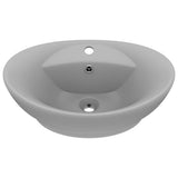 Vidaxl -Waschbecken mit Landung oval 58,5 x 39 cm Keramik Matt Hellgrau