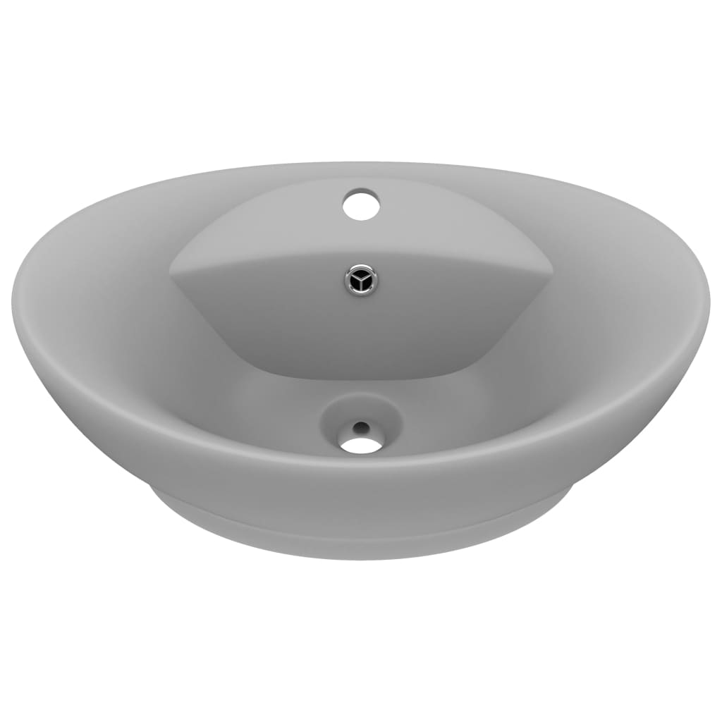 Vidaxl Washbasin con atterraggio ovale 58.5x39 cm ceramico Matt chiaro grigio