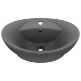 Vidaxl Washbasin med landing oval 58,5x39 cm keramisk matt mørk grå