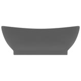 Vidaxl -Waschbecken mit Landung oval 58,5 x 39 cm Keramik Matt Dunkelgrau
