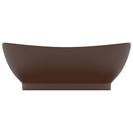 Vidaxl -Waschbecken mit Landung oval 58,5 x 39 cm Keramik Matt Dunkelbraun