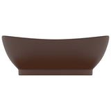 Vidaxl Washbasin z pristaniščem oval 58,5x39 cm keramika matt temno rjava