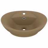 Vidaxl -Waschbecken mit Landung oval 58,5 x 39 cm Keramikmattencreme