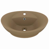 Vidaxl Washbasin z pristaniščem oval 58,5x39 cm keramična mat krema