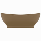 Vidaxl -Waschbecken mit Landung oval 58,5 x 39 cm Keramikmattencreme