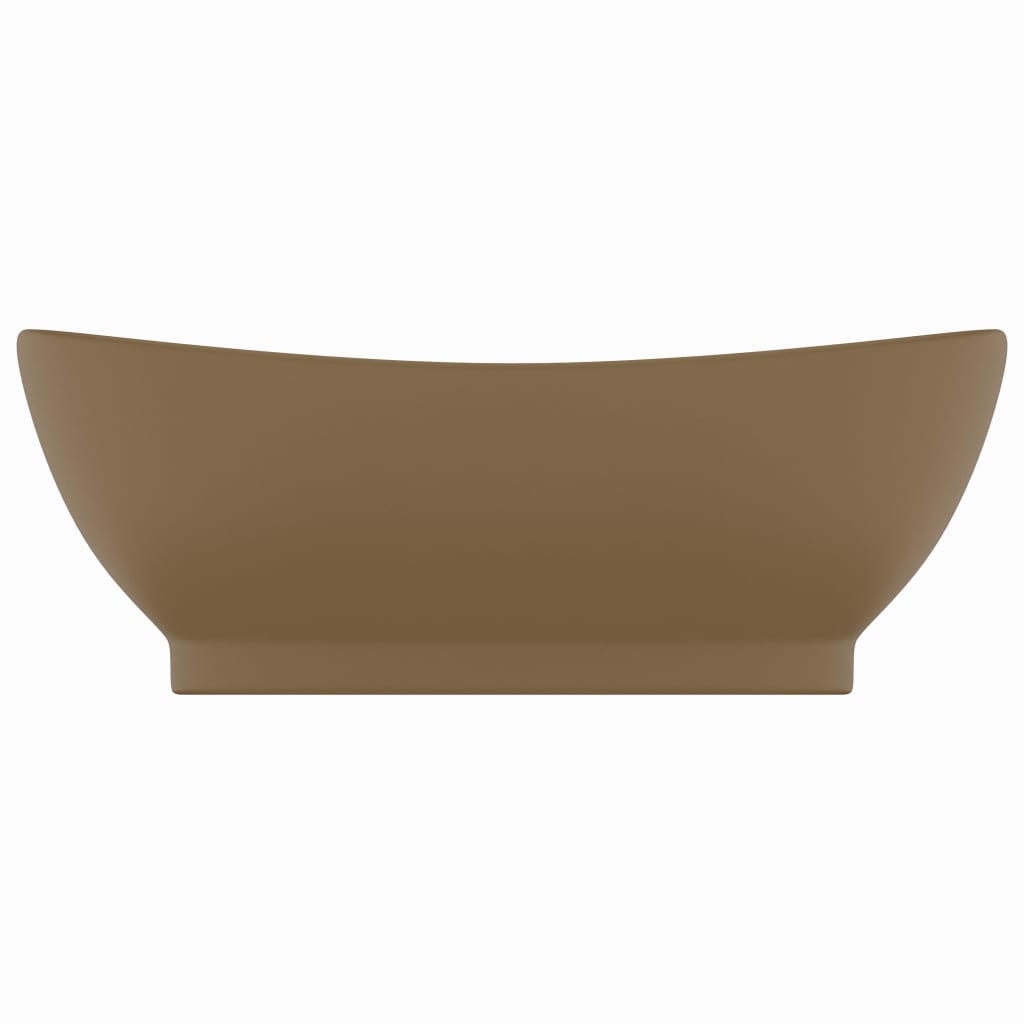 Vidaxl Washbasin z pristaniščem oval 58,5x39 cm keramična mat krema