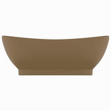 Vidaxl Washbasin z pristaniščem oval 58,5x39 cm keramična mat krema