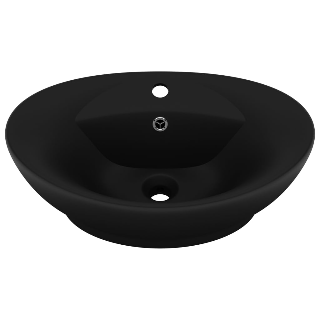 Vidaxl Washbasin z lądującym owalnym 58,5x39 cm ceramiczna matowa czarna czarna