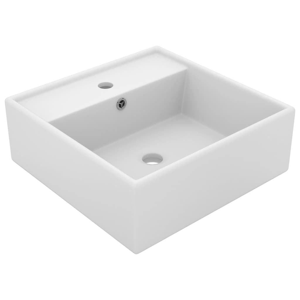 Vidaxl Washbasin s pristajalnim kvadratom 41x41 cm keramična mat bela