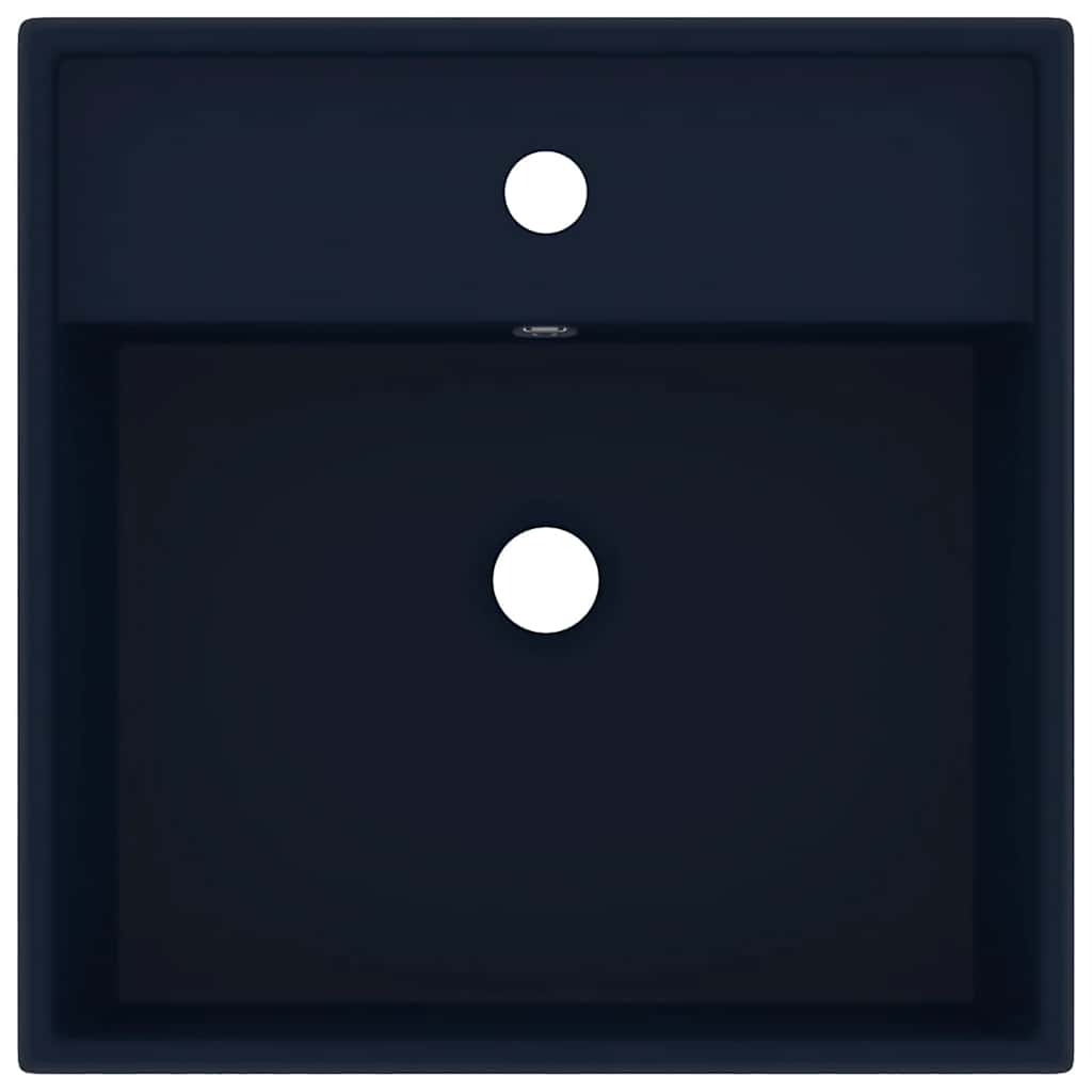 Vidaxl wastafel met overloop vierkant 41x41cm keramiek mat donkerblauw