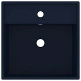Vidaxl wastafel met overloop vierkant 41x41cm keramiek mat donkerblauw