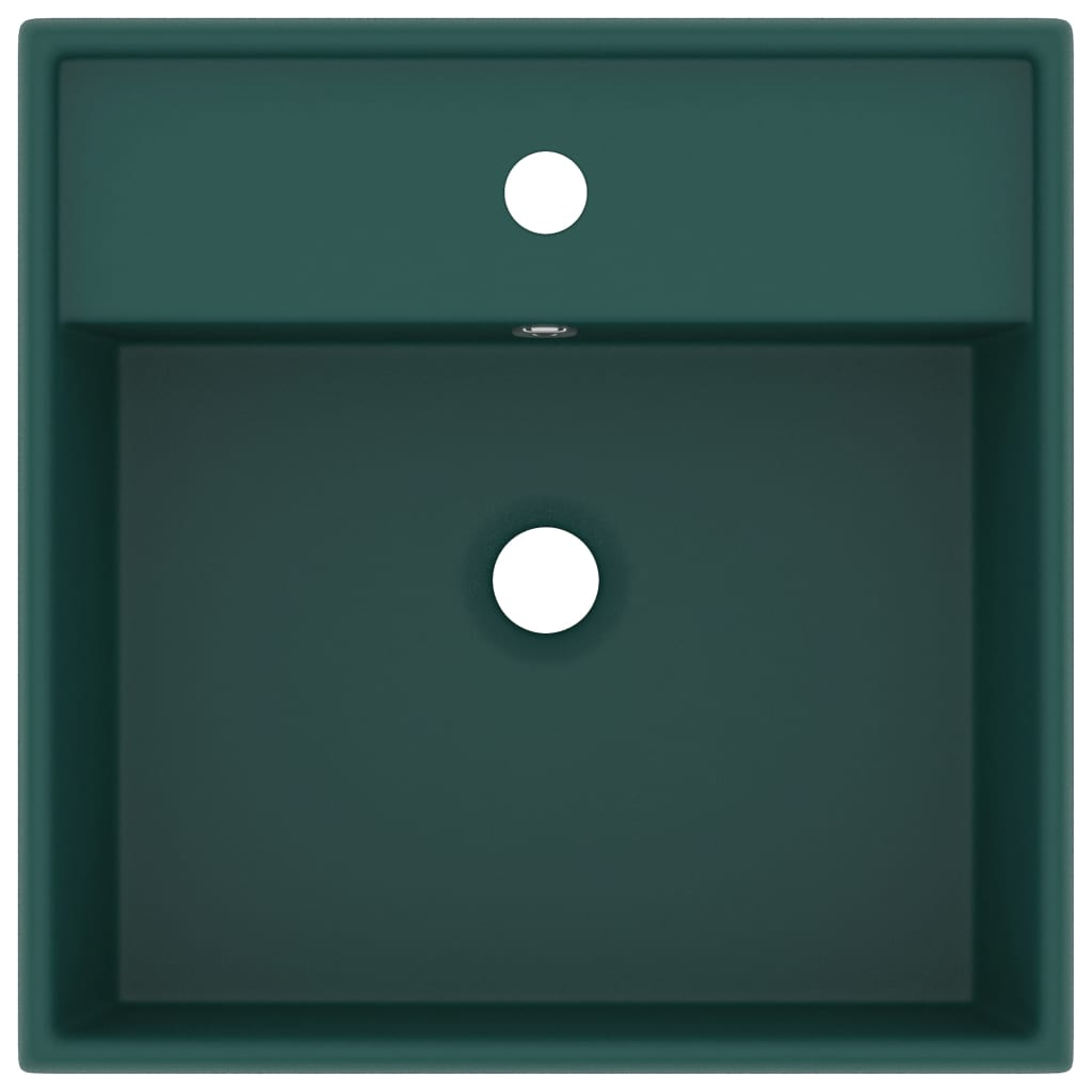 Vidaxl Washbasin con cuadrado de aterrizaje de 41x41 cm Cerámico Matt Dark Green