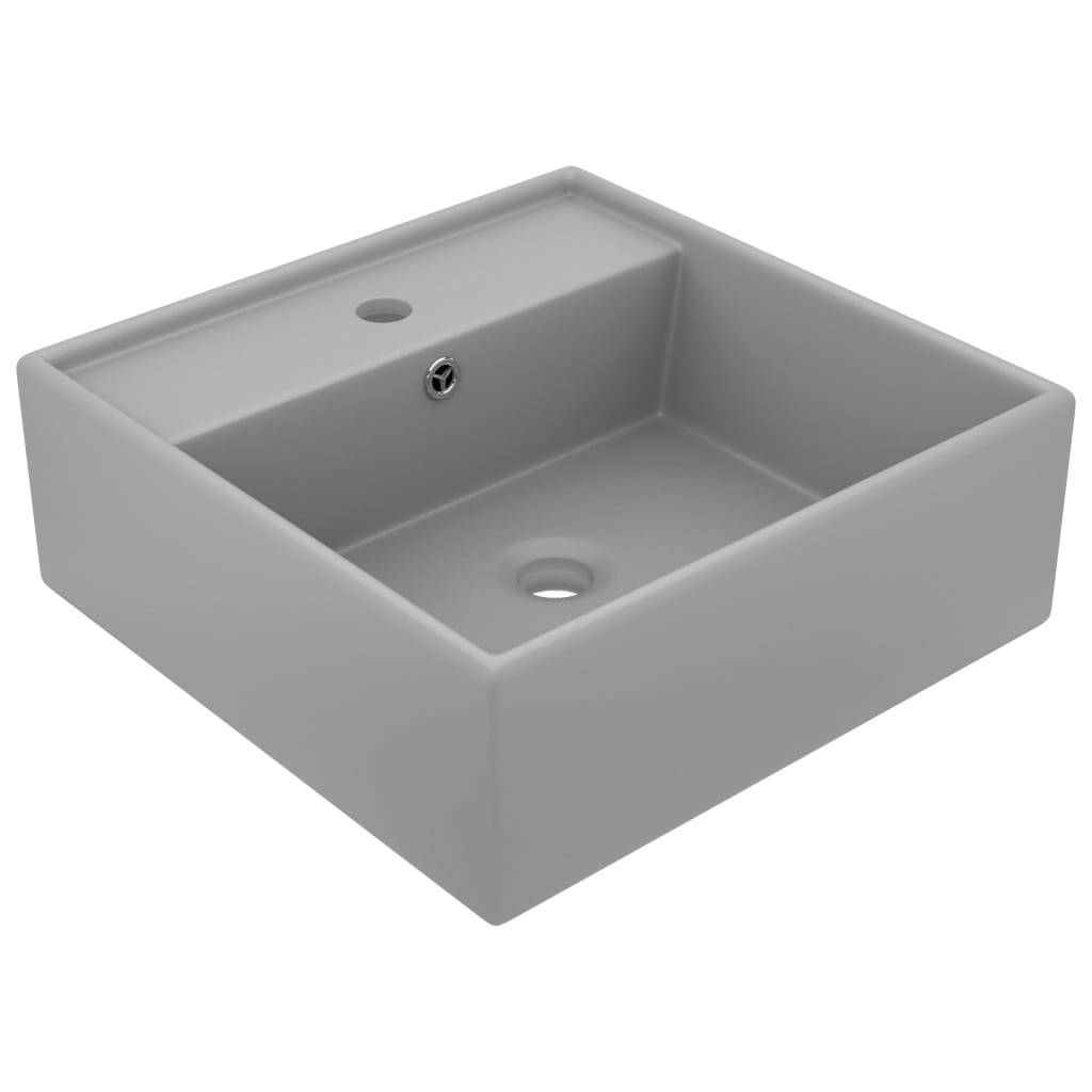 Vidaxl Washbasin with landing square 41x41 cm Ceramic matt light gray